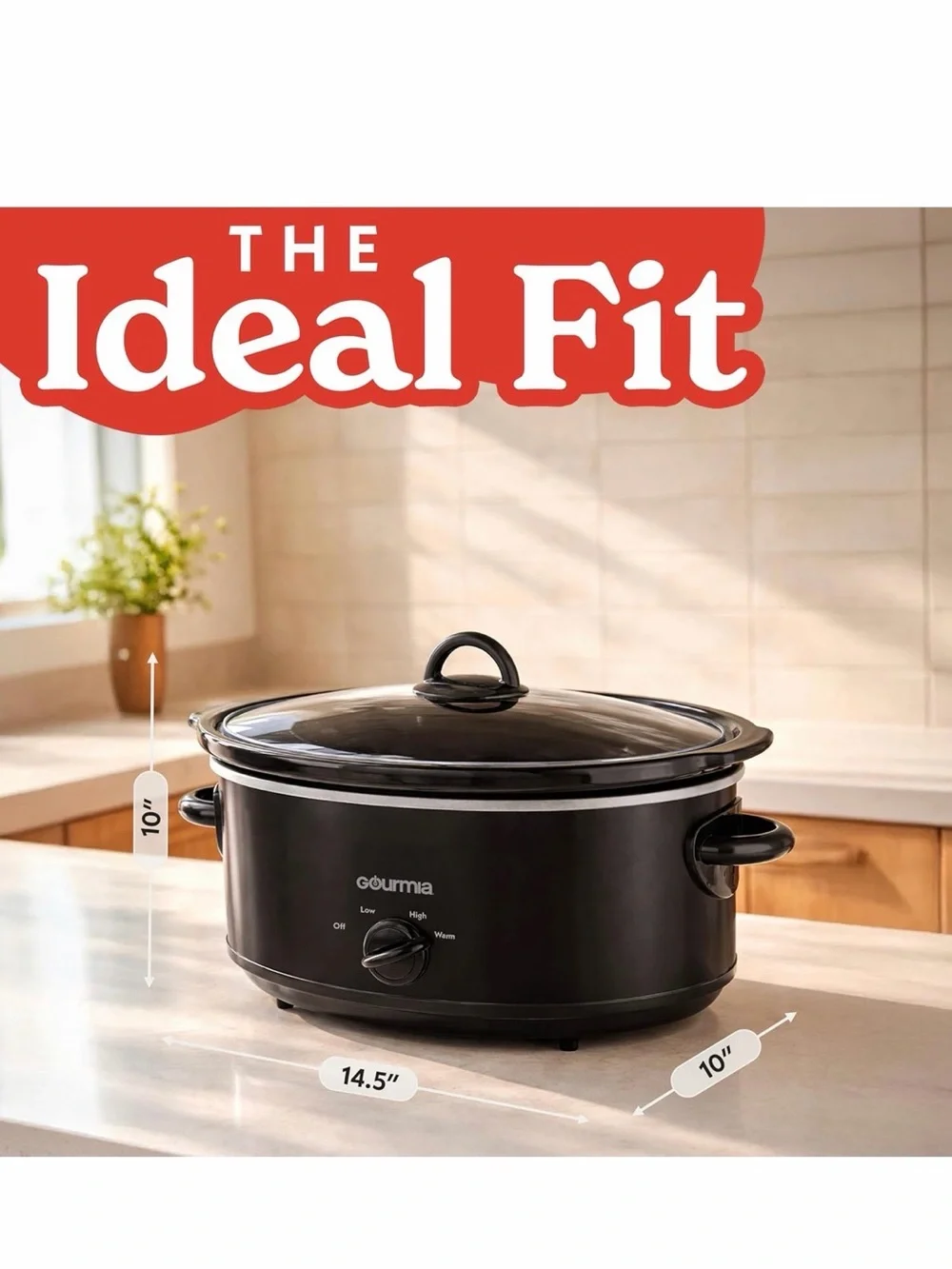 Gourmia ⚜️🖤⚜️ Slow Cooker - 6 Quart Removable Ceramic Pot